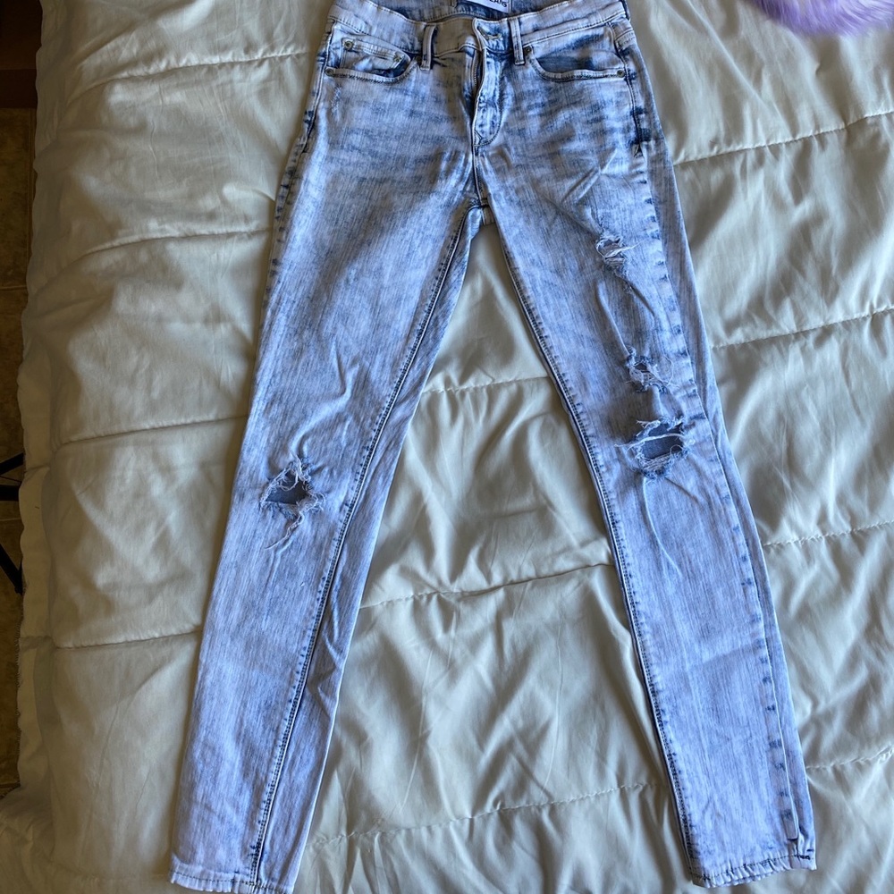 Express acid wash distressed skinny jeans